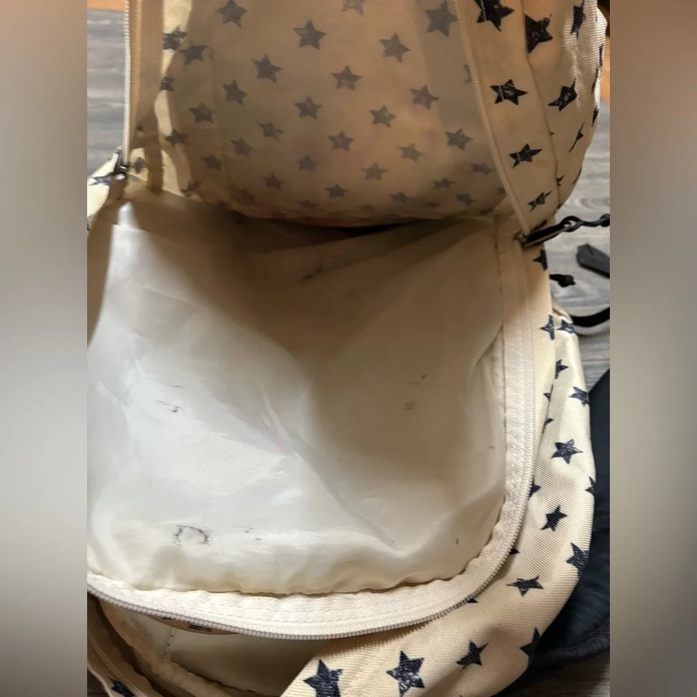 Star Patterned Trans Jansport Backpack - Cream and Brown